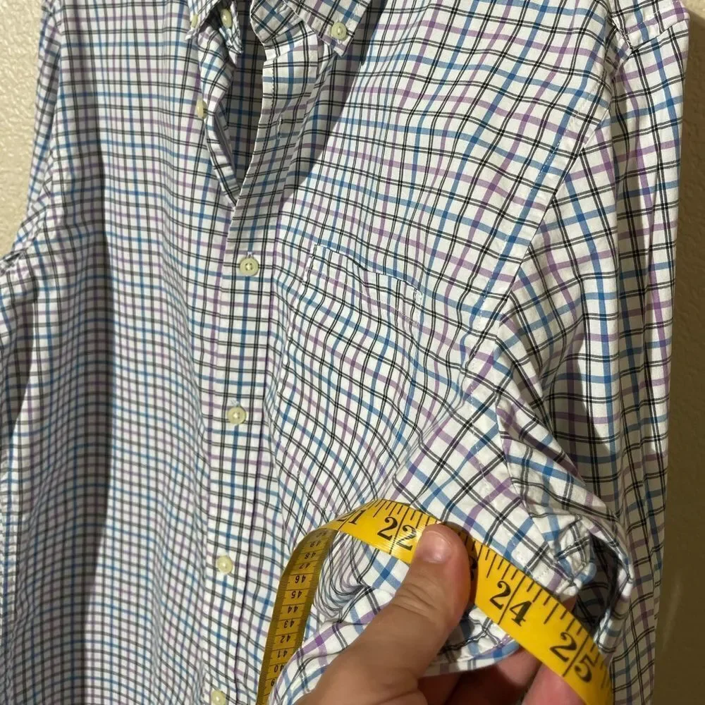 Banana Republic Men's Blue and Red Checkered Shirt